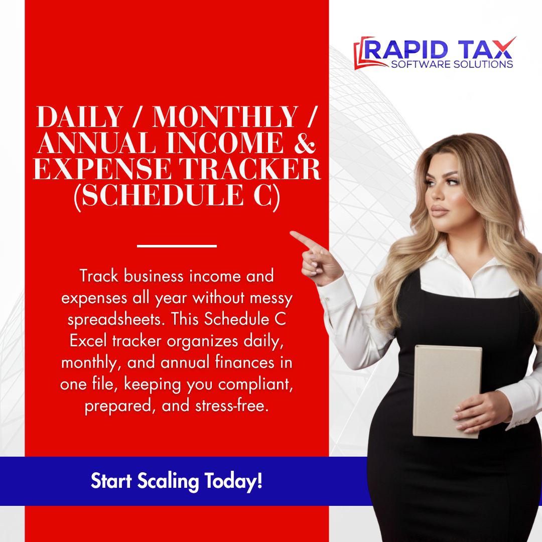 Schedule C Income & Expense Tracker for Sole Proprietors and Freelancers