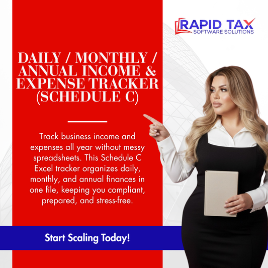 Schedule C Income & Expense Tracker for Sole Proprietors and Freelancers