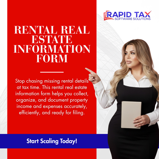 Rental Property Tax Organizer Form for Landlords and Real Estate Investors